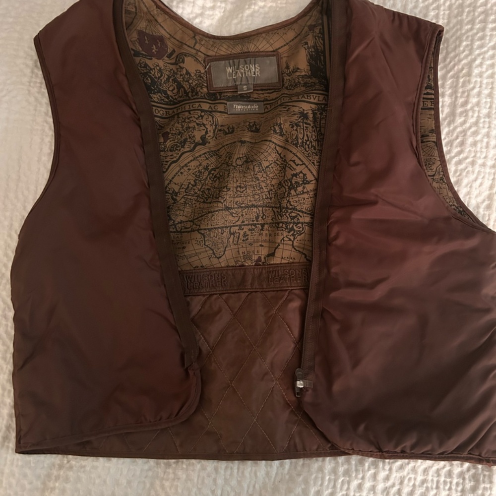 Wilsons Leather Brown Leather Inner Vest  Unisex Size Small